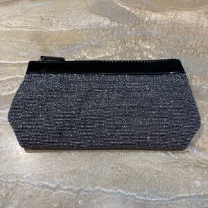 Lancome Elegant Black and Silver Clutch Makeup Cosmetic Bag Purse